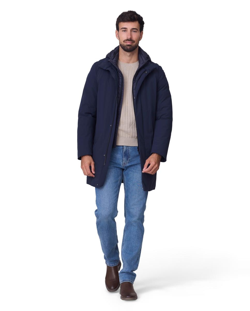 Parka Lisa em Tecido Cromdaltex® Impermeável e Transpirável com Peito e Capuz Desmontável Azul-marinho-6