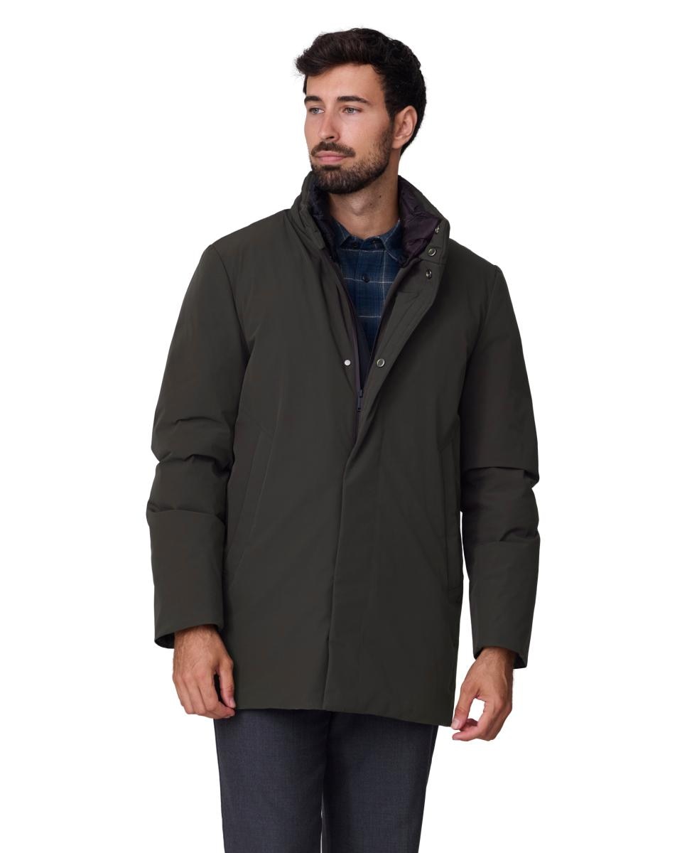Imagen 1 de Parka lisa tejido Cromdaltex® impermeable y transpirable, doble cuello contraste desmontable. - Buccino - Verde oscuro Verde oscuro