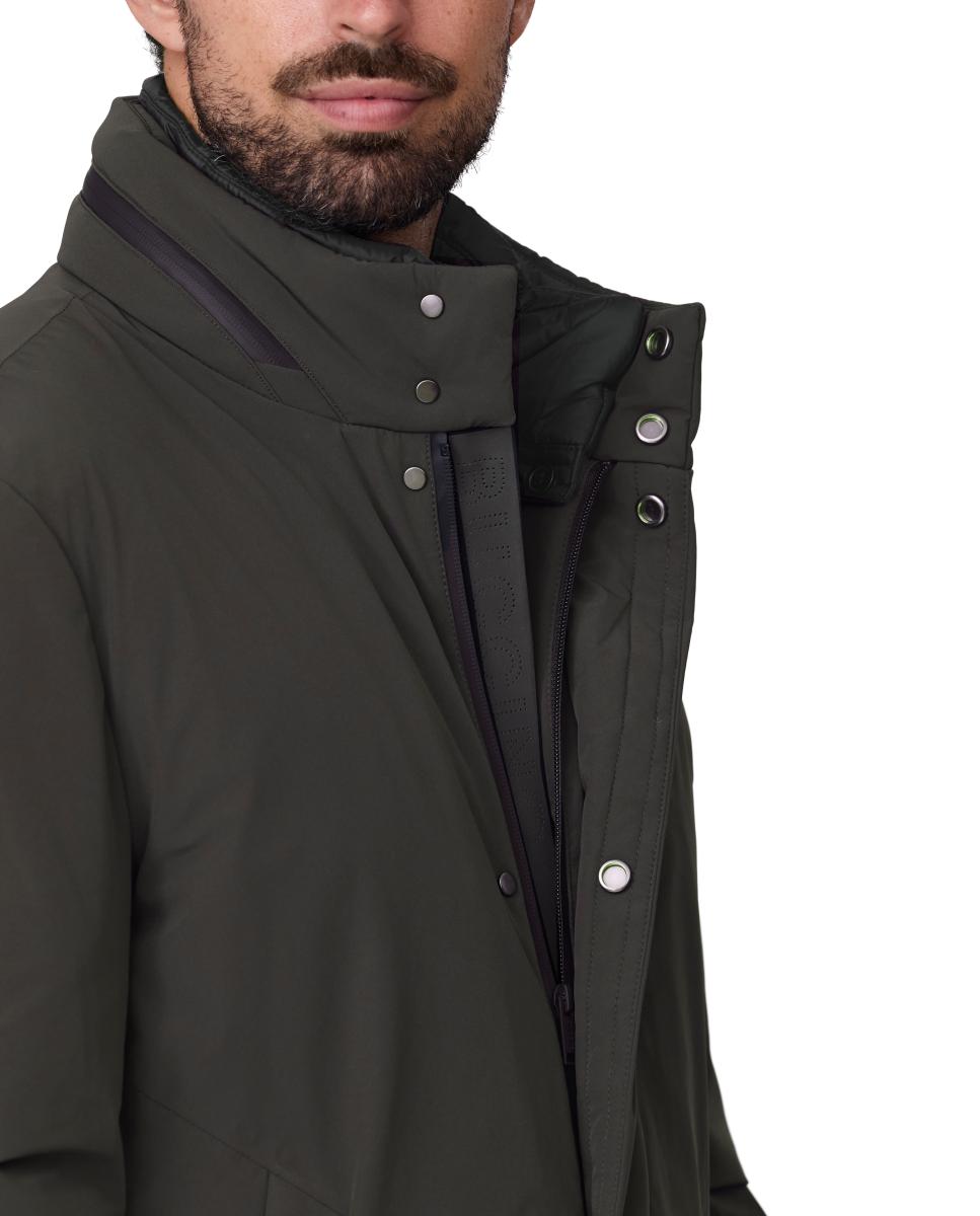 Imagen 3 de Parka lisa tejido Cromdaltex® impermeable y transpirable, doble cuello contraste desmontable. - Buccino - Verde oscuro Verde oscuro