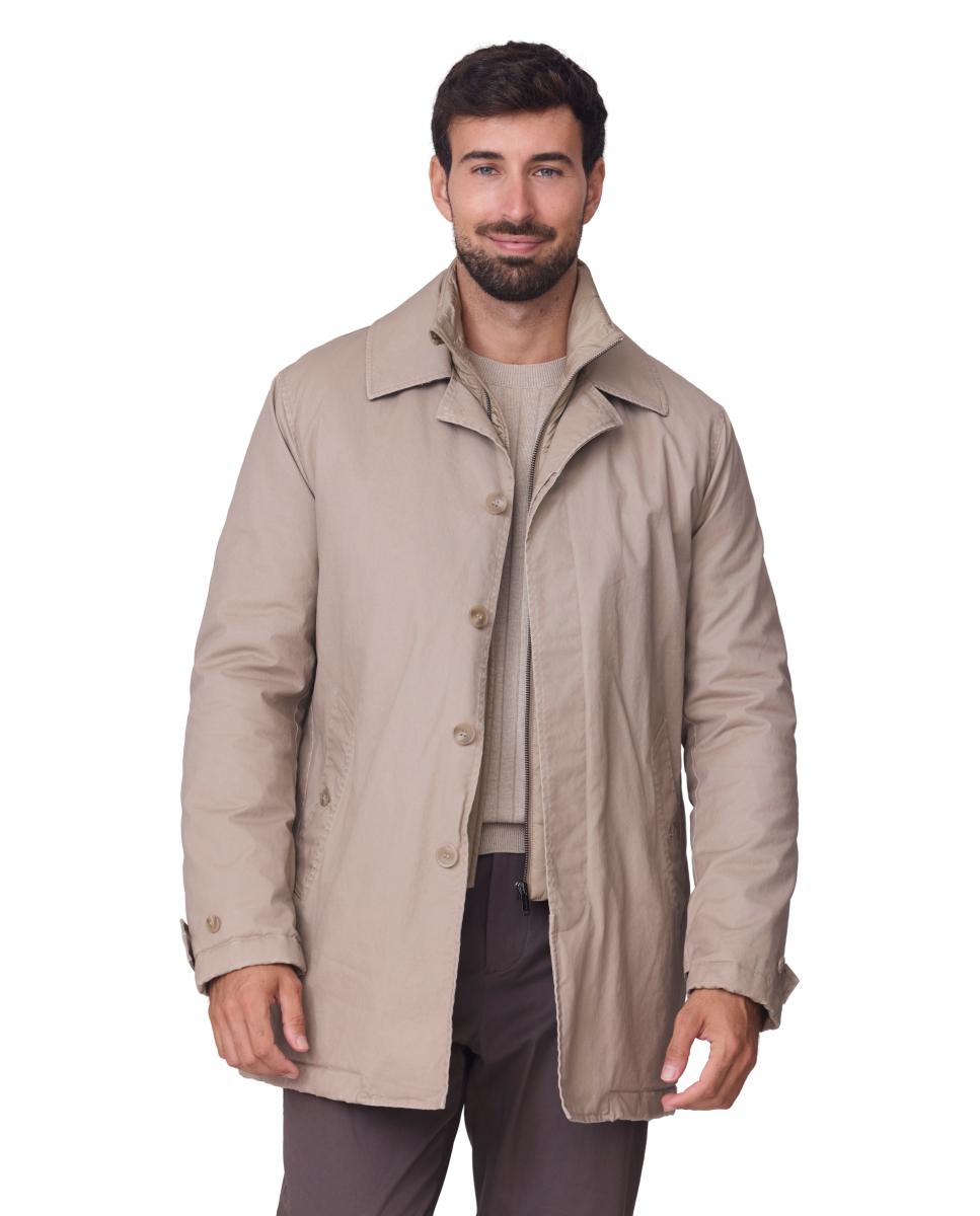 Imagen 0 de Gabardina algodón lavado cuello camisero y pecherin Beige