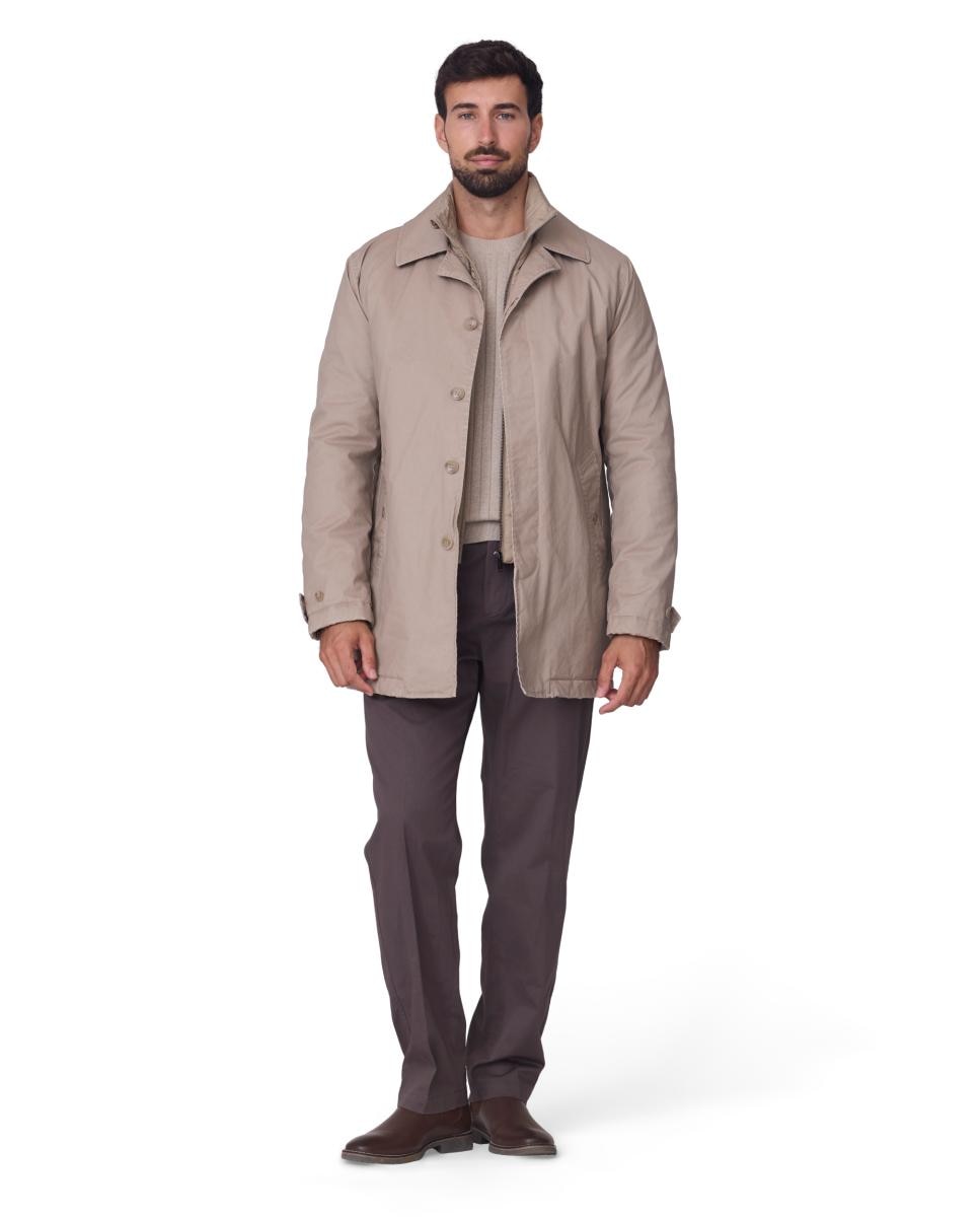 Gabardina algodón lavado cuello camisero y pecherin - Buccino - Beige Beige-6