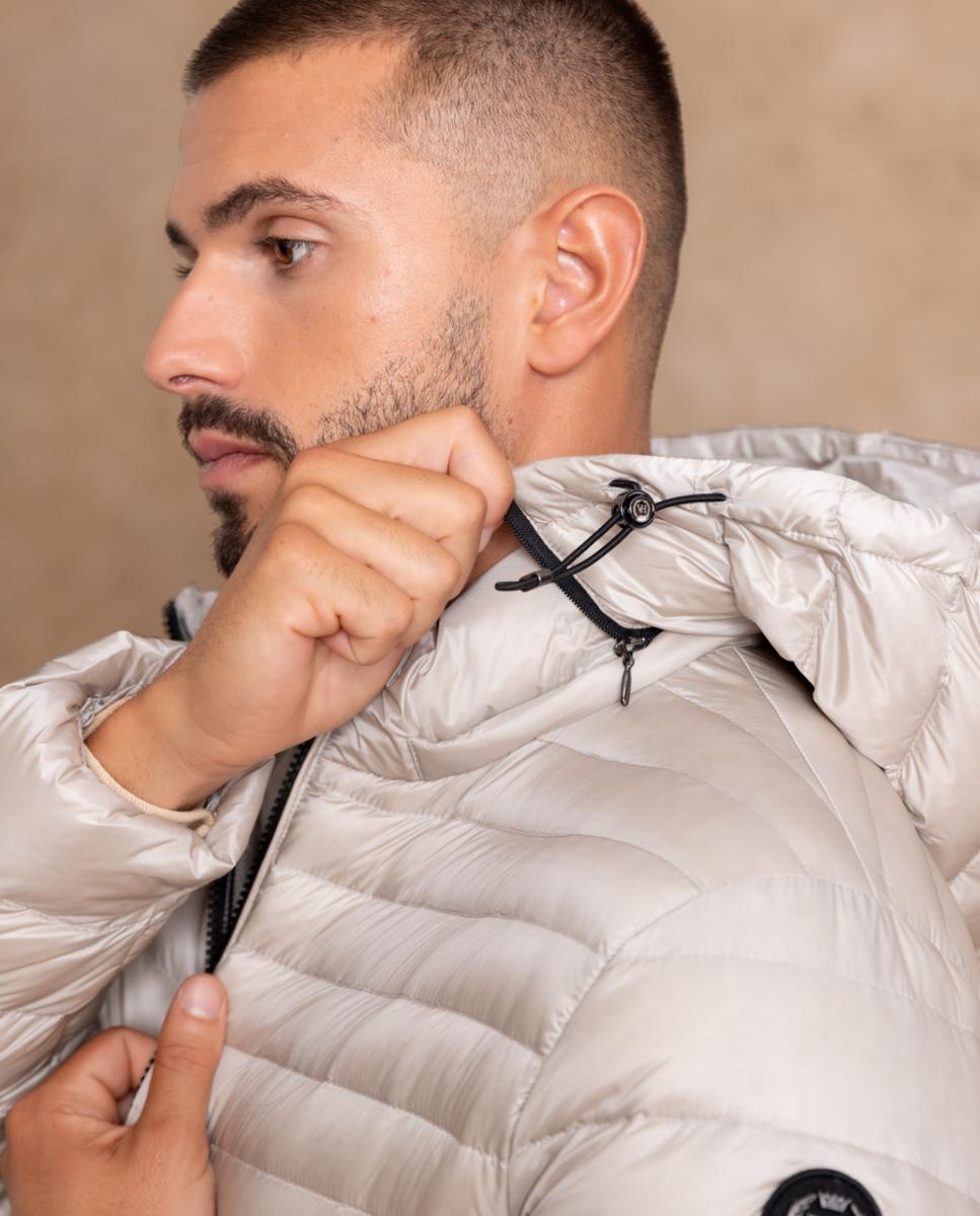Blusão Acolchoado Icónico em Tecido Técnico ao Puro Estilo Street Style Cinzento-claro-5