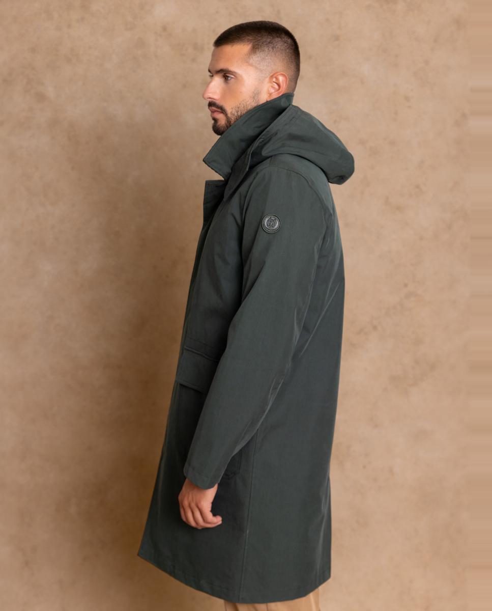 Parka com Tecido Repelente à Água e Corta-Vento. Verde-2