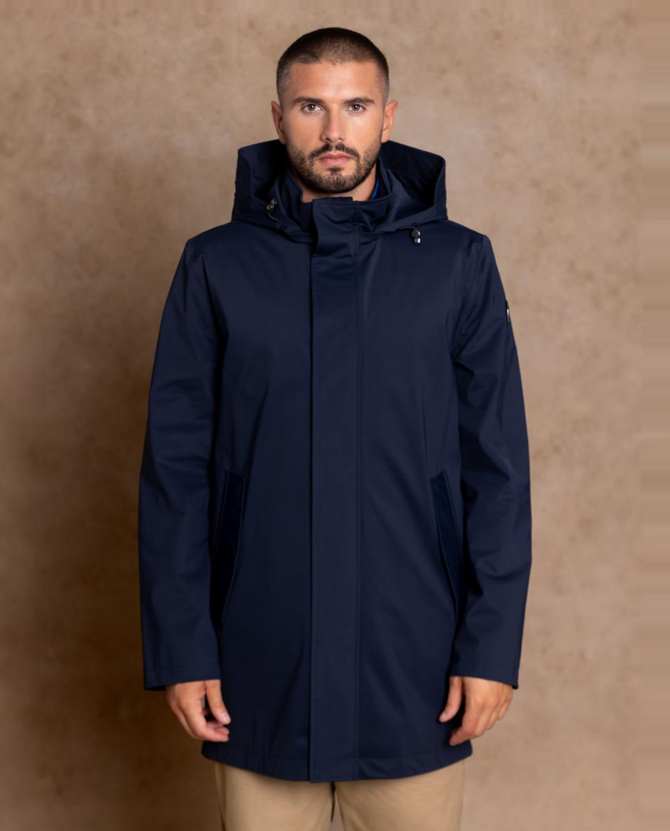 Imagen 1 de Parka impermeable de hombre de diseño minimalista y líneas contemporáneas. - Henry Arroway - Azul marino Azul marino
