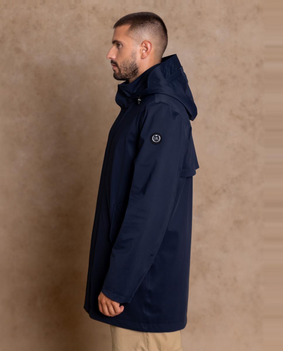 Imagen 2 de Parka impermeable de hombre de diseño minimalista y líneas contemporáneas. - Henry Arroway - Azul marino Azul marino