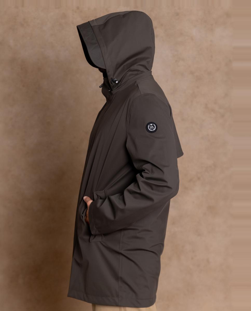 Parka Impermeável com Design Minimalista e Linhas Contemporâneas. Caqui-2
