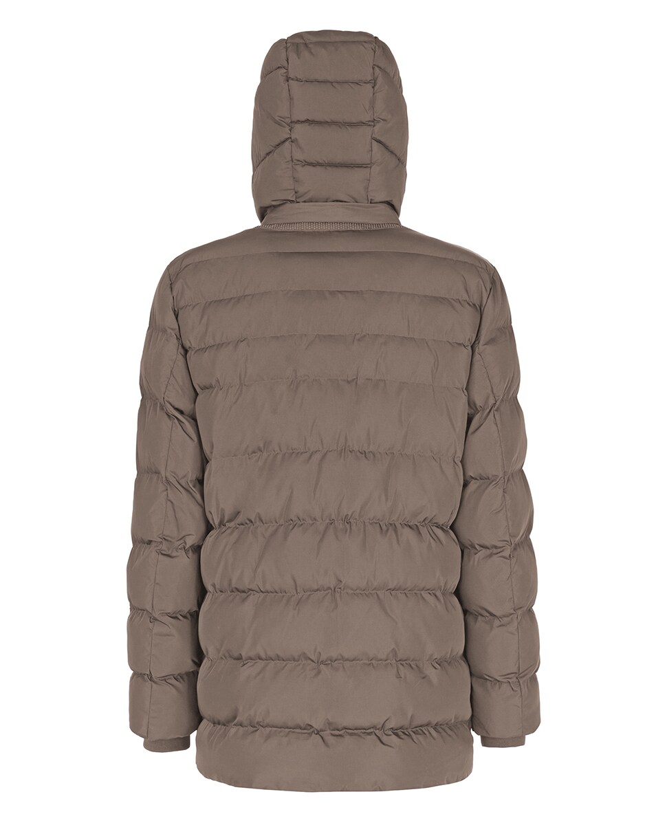 Casaco Comprido com Capuz Desmontável Castanho-claro-2