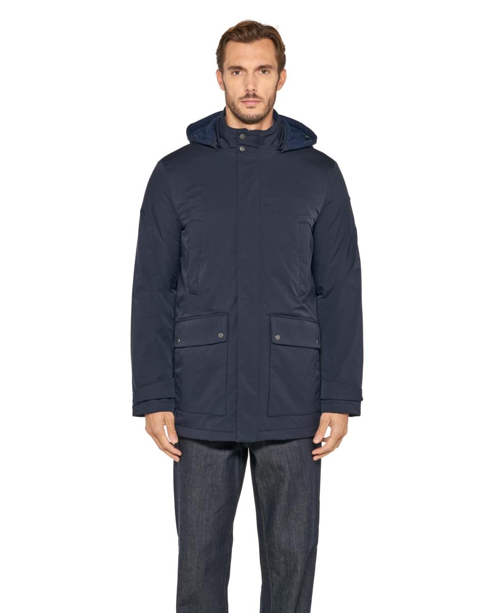 Imagen 1 de Chaqueta larga estilo trench de caballero con capucha desmontable Verde oscuro