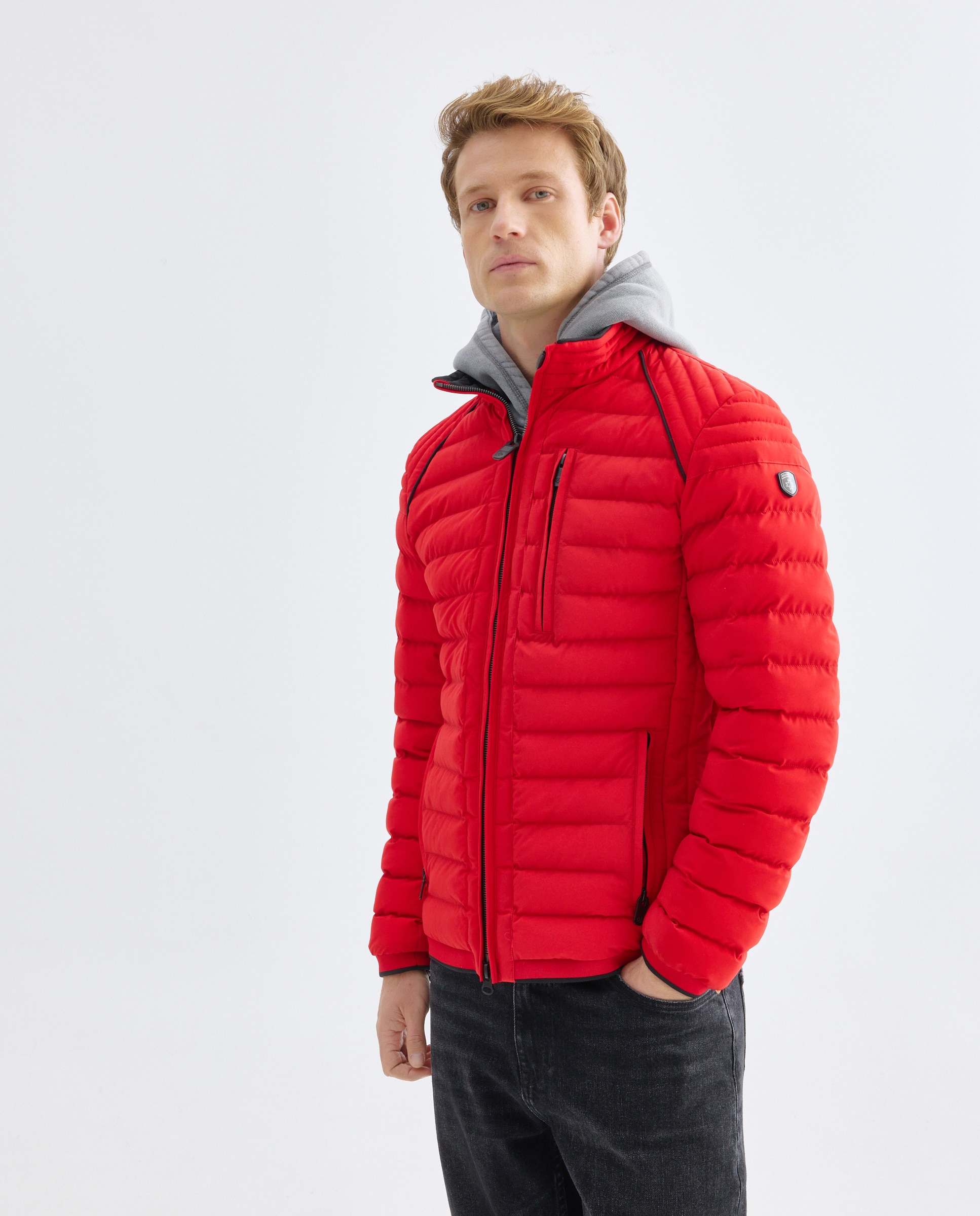 Cazadora de hombre acolchada con bolsillos inclinados - Wellensteyn - Rojo Rojo-2