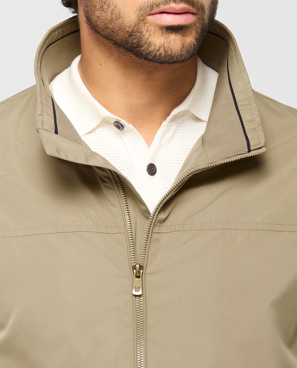 Blusão Harrington com Bolsos Laterais e Fecho de Correr Oculto Bege-3