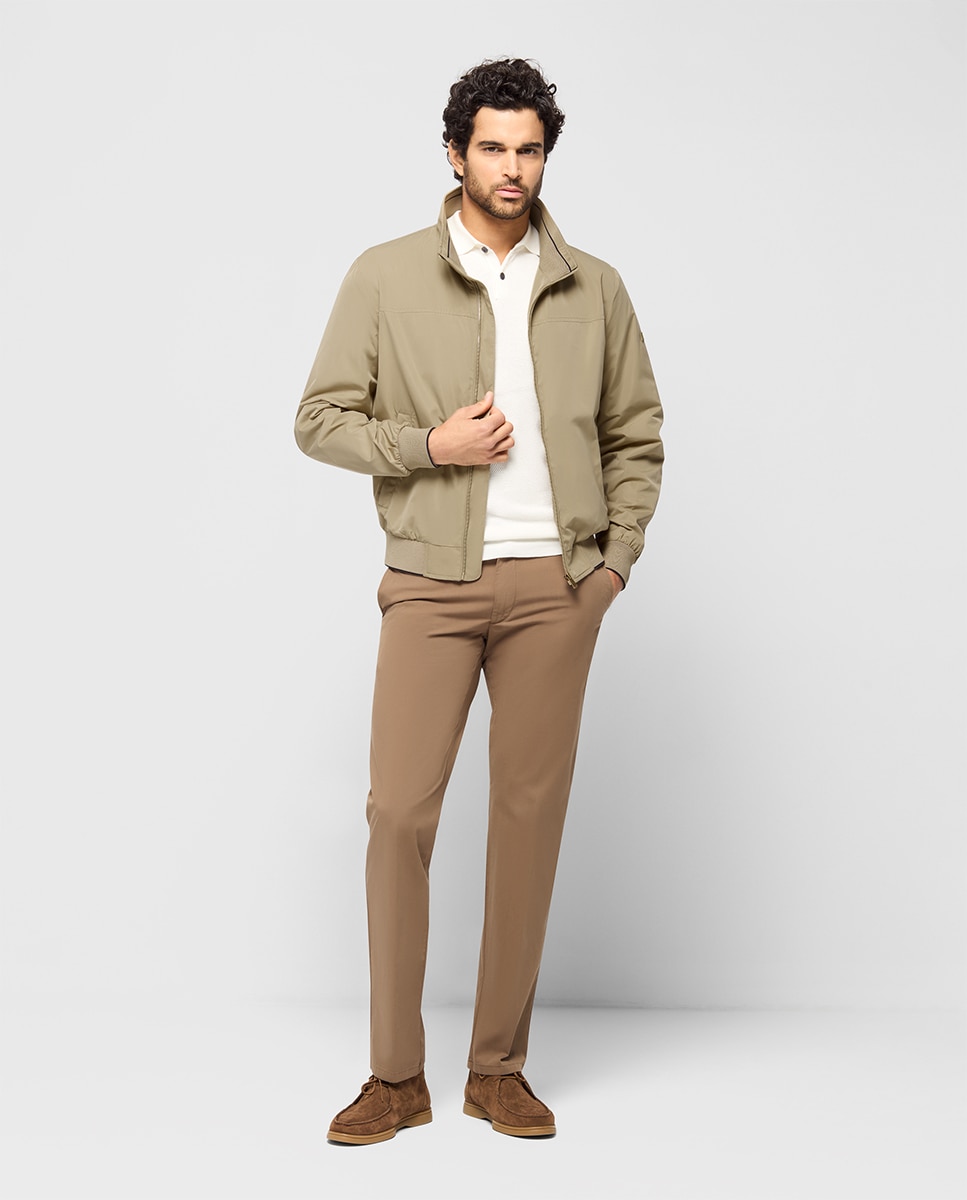Blusão Harrington com Bolsos Laterais e Fecho de Correr Oculto Bege-5