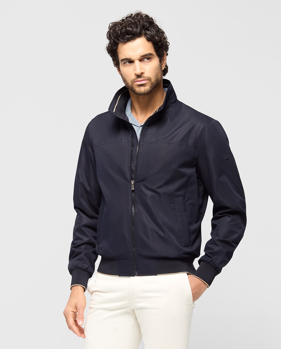 Cazadora de hombre harrington con bolsillos laterales y cremallera oculta - Pertegaz - Azul Azul-1
