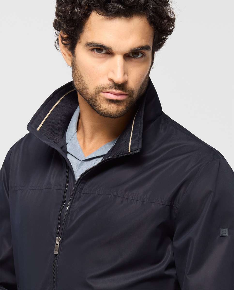 Cazadora de hombre harrington con bolsillos laterales y cremallera oculta - Pertegaz - Azul Azul-3