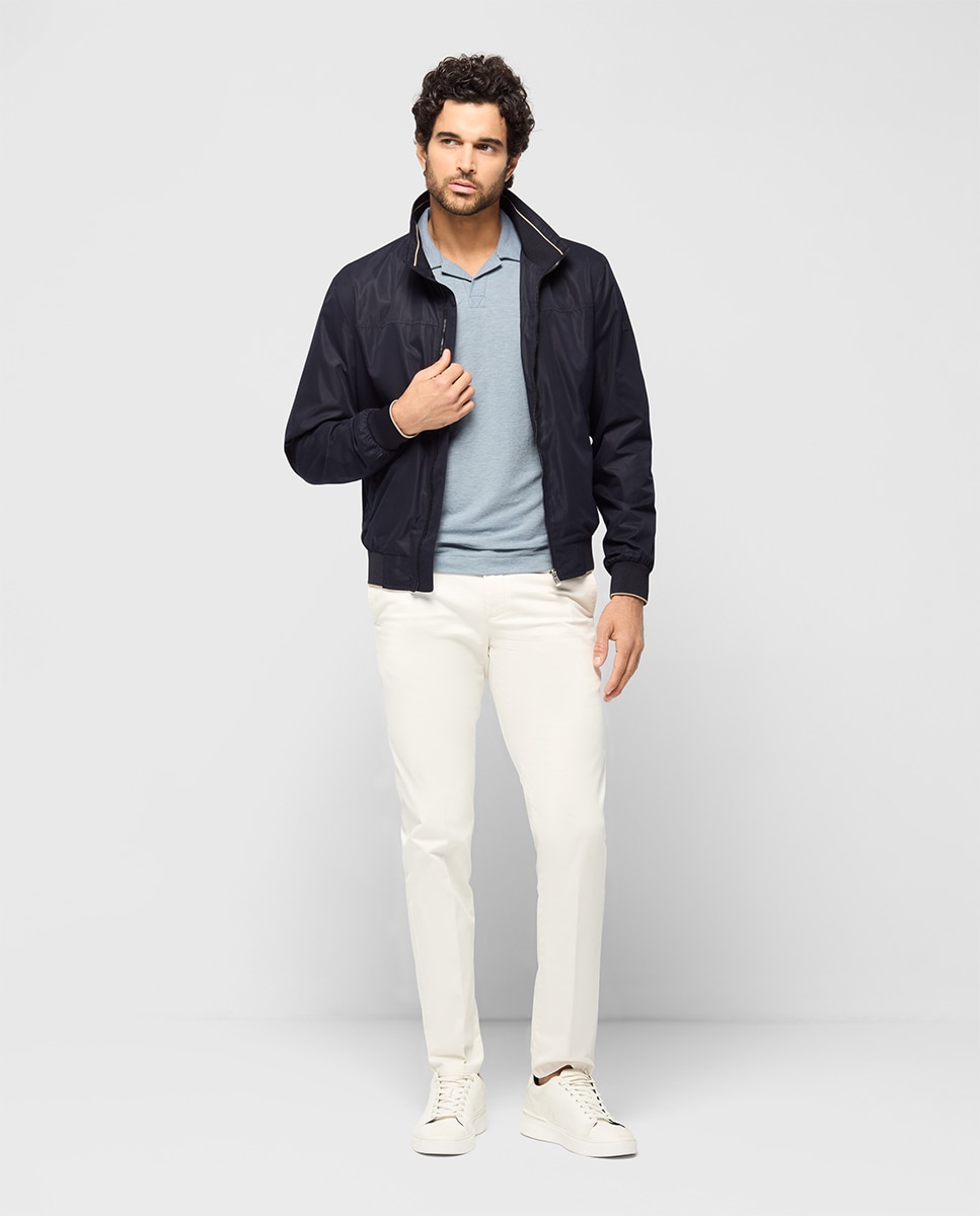 Cazadora de hombre harrington con bolsillos laterales y cremallera oculta - Pertegaz - Azul Azul-5