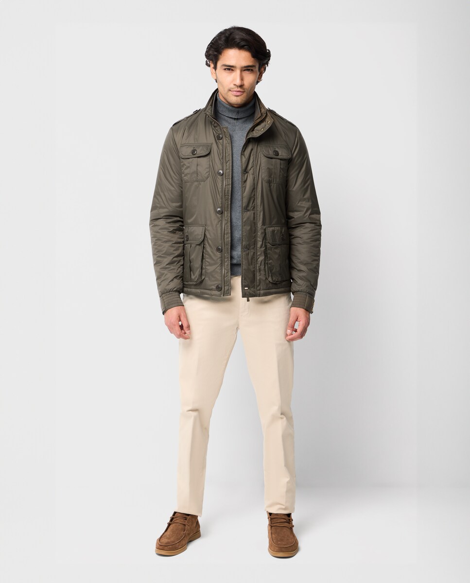 Blusão Tipo Field Jacket Verde-escuro-4