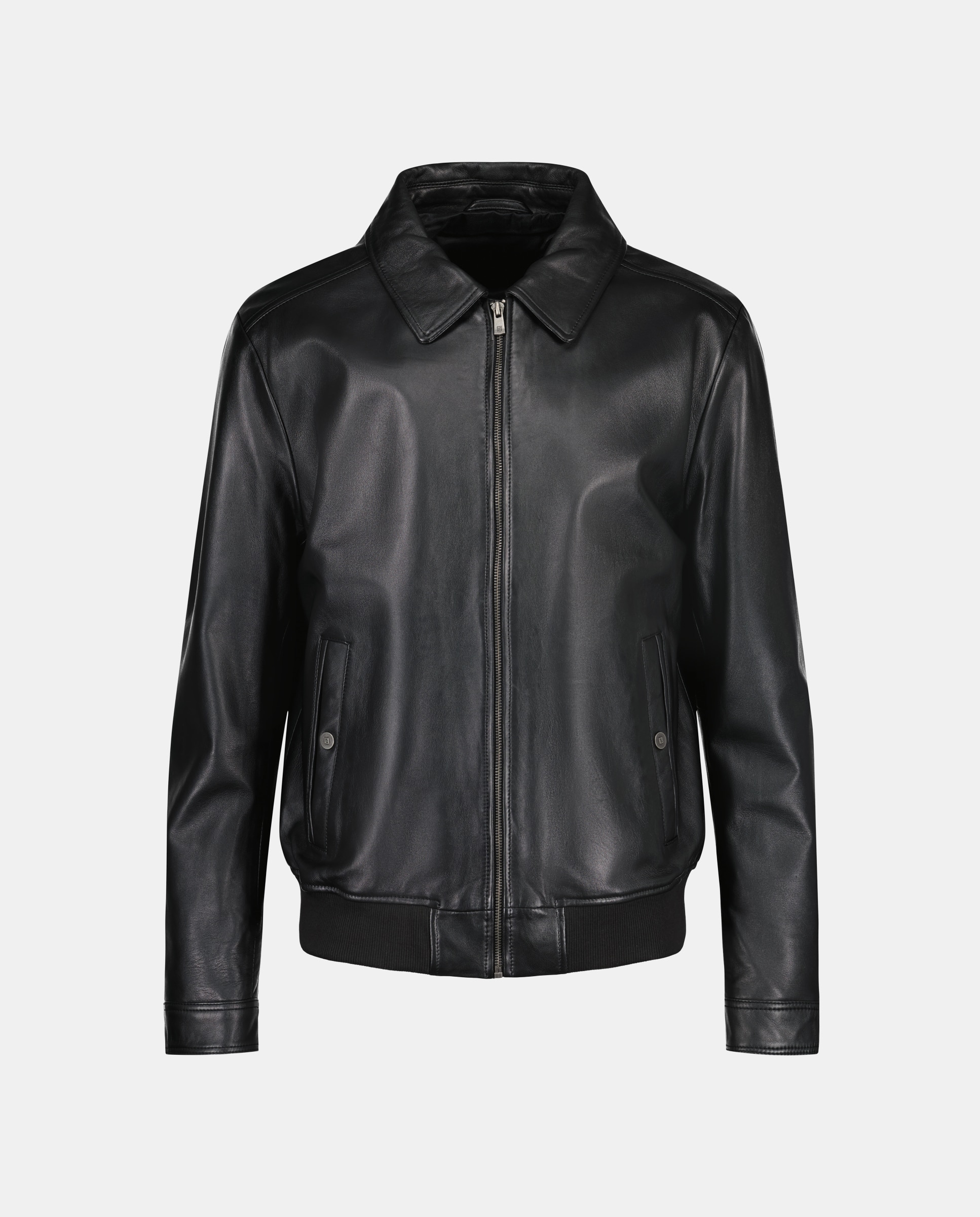 Blusão de Napa com Colarinho de Camisa Preto-5