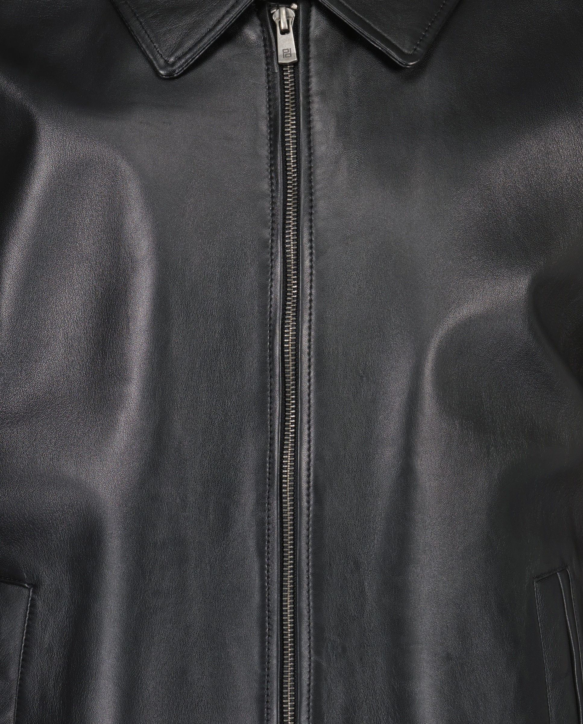 Blusão de Napa com Colarinho de Camisa Preto-6