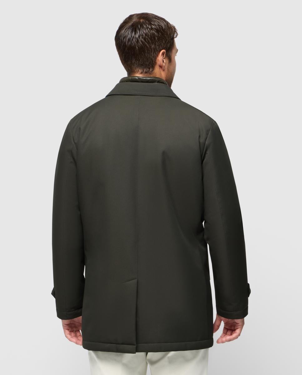 Gabardine com Dois Bolsos Inclinados Verde-escuro-2