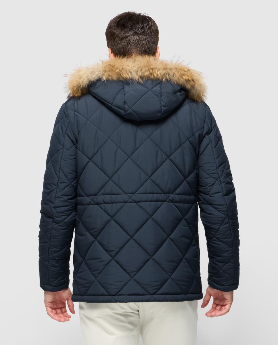 Parka Coreana de hombre con capucha de peletería - Pertegaz - Azul marino Azul marino-2