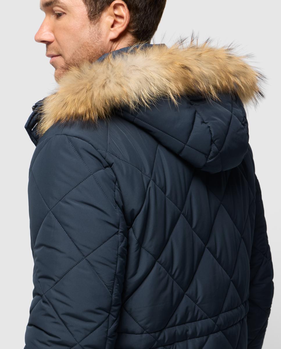 Parka Coreana de hombre con capucha de peletería - Pertegaz - Azul marino Azul marino-3