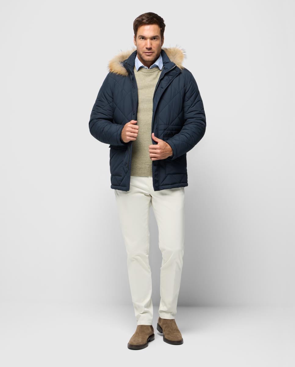 Parka Coreana de hombre con capucha de peletería - Pertegaz - Azul marino Azul marino-5