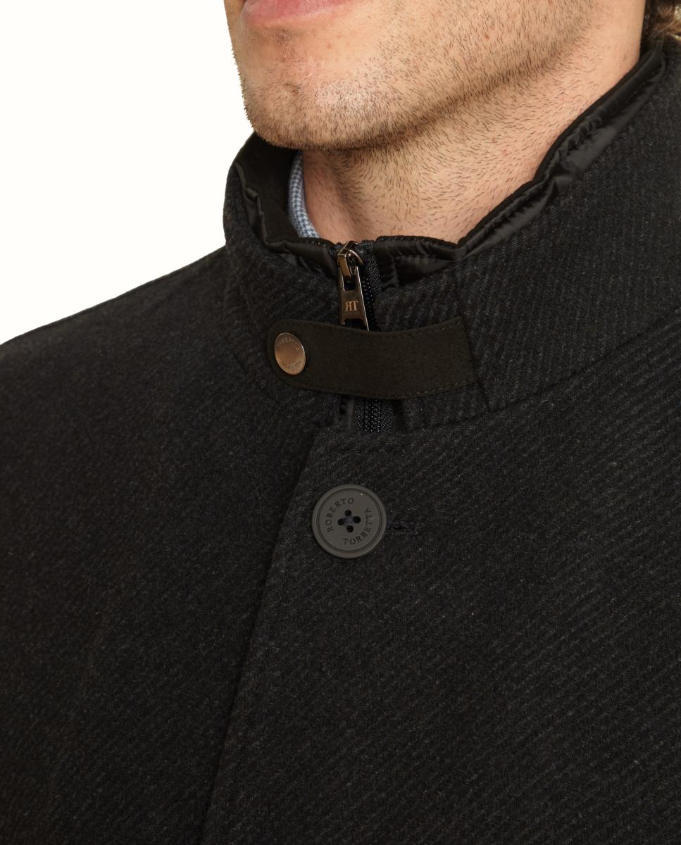 Abrigo trabilla en cuello - Roberto Torretta - Gris Gris-8