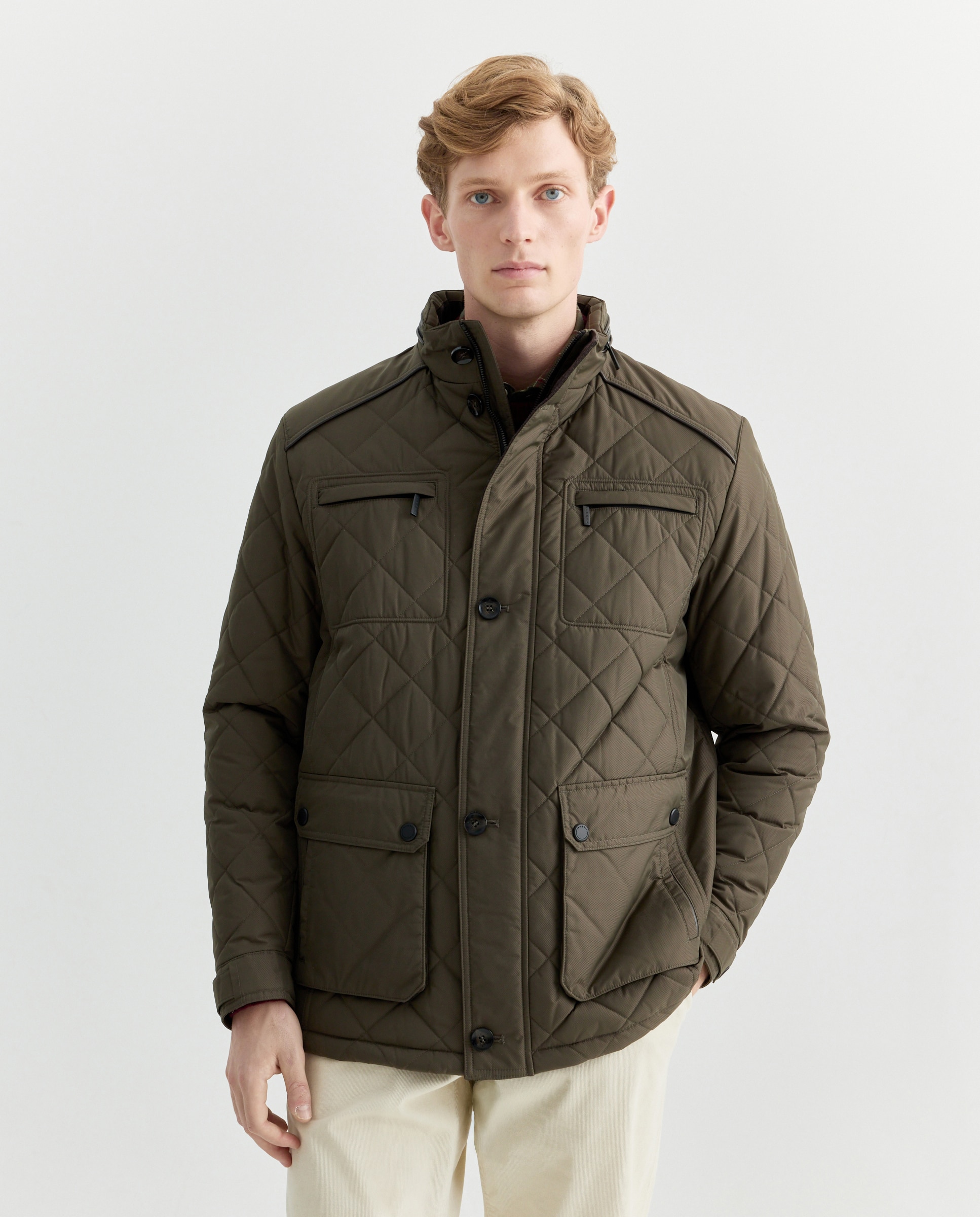 Chaquetón de hombre con bolsillos inclinados - Bugatti - Verde oscuro Verde oscuro-1