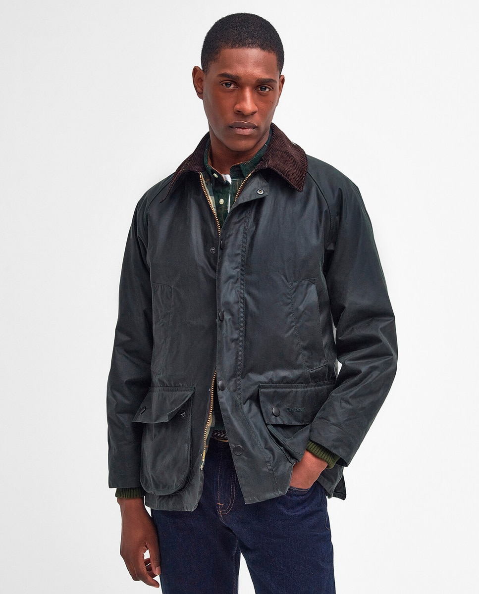 Barbour - Chaqueta de abrigo de hombre verde con dos bolsillos.
