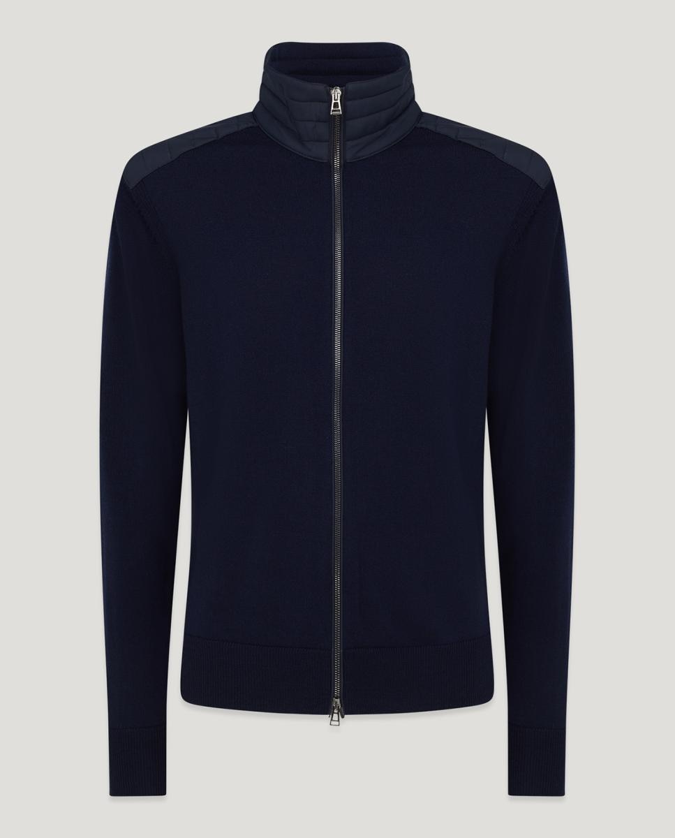 Imagen 0 de Cardigan de hombre con refuerzos de nailon en hombros y cuello Azul marino