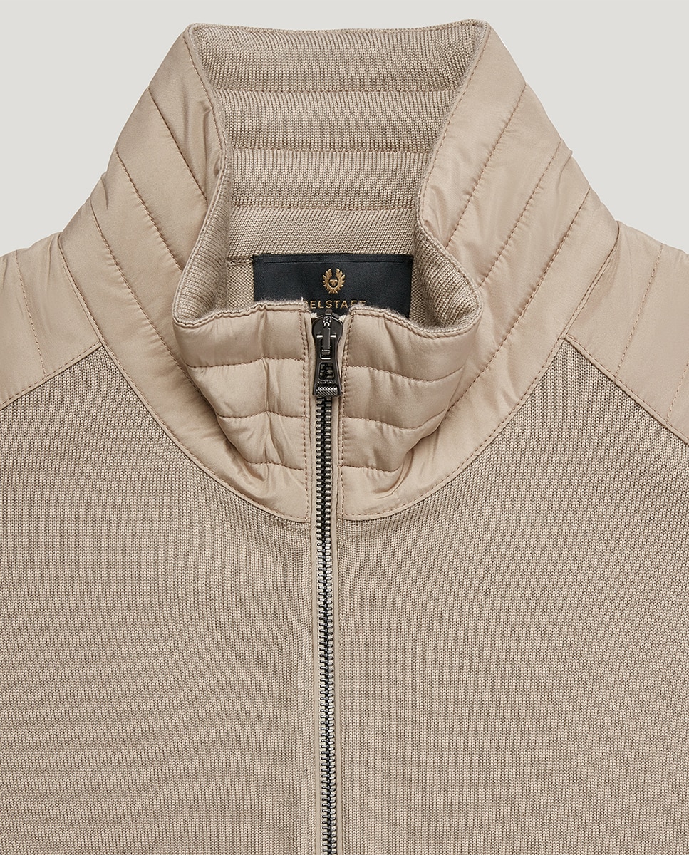 Cardigan com Reforços de Nylon nos Ombros e na Gola Pedra-2
