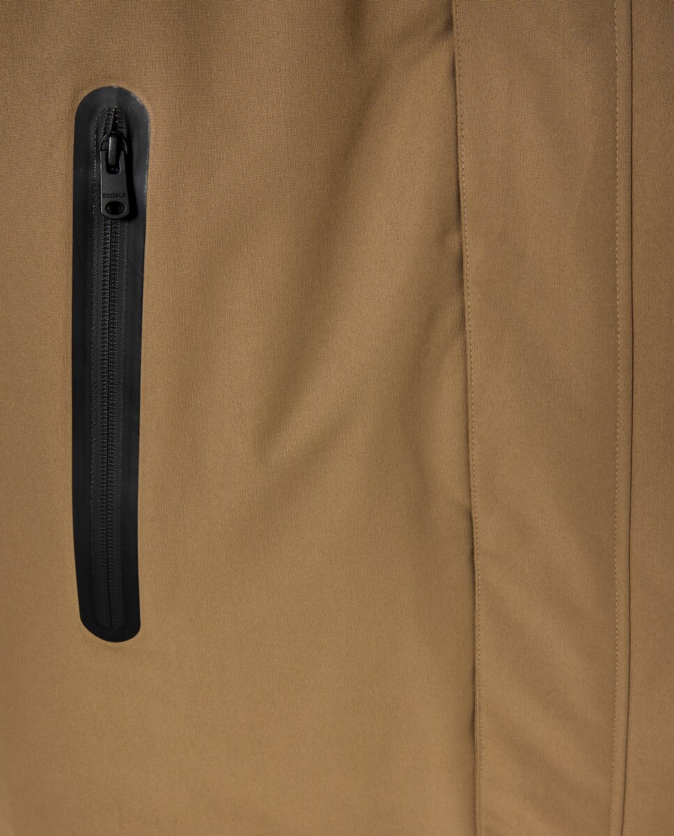 Casacão Técnico Impermeável com Capuz Castanho-claro-4