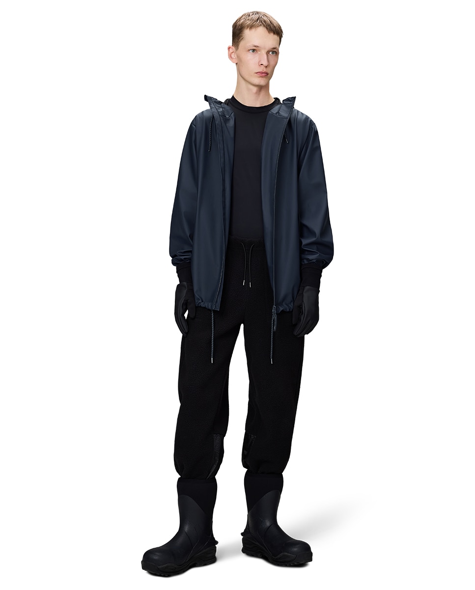 Parka Curta de Chuva com Aba e Fecho de Correr Azul-5