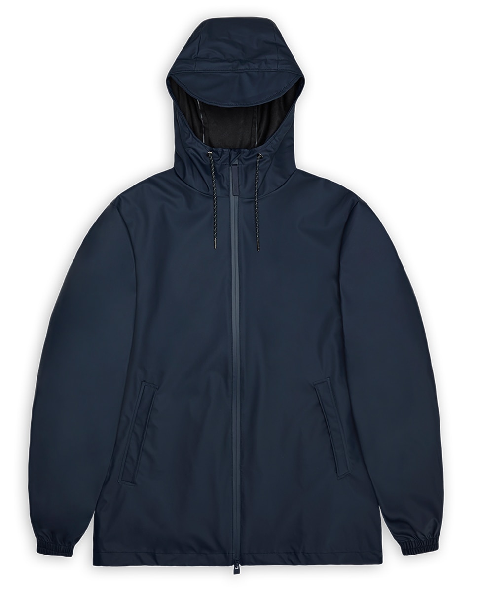 Parka Curta de Chuva com Aba e Fecho de Correr Azul-4