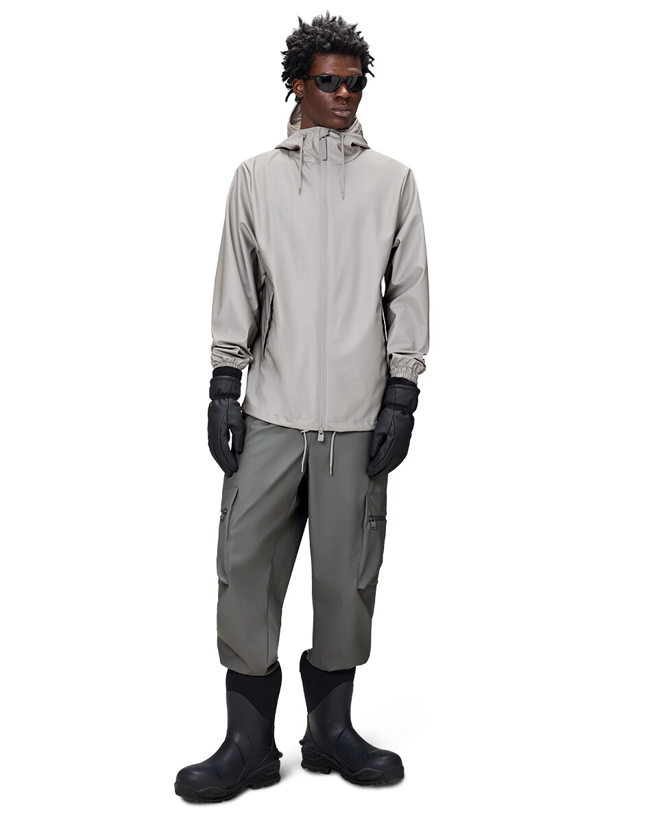 Parka Curta de Chuva com Aba e Fecho de Correr Cinzento-claro-5