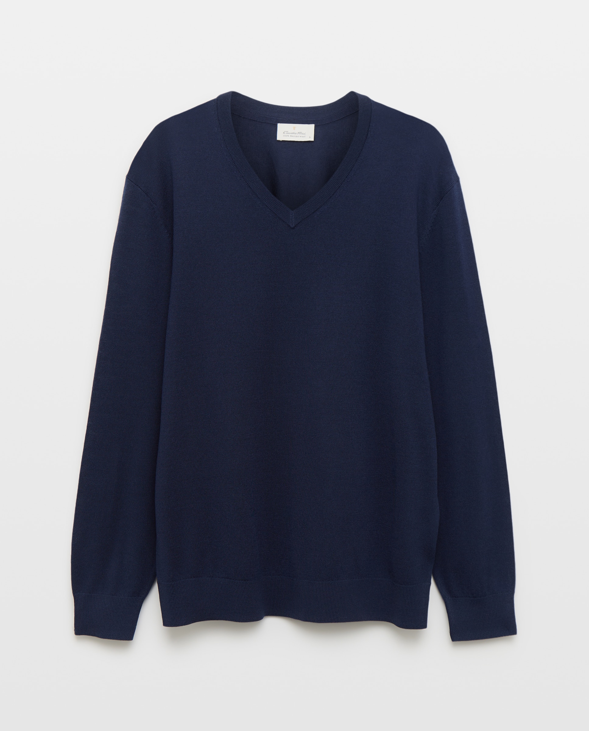 Jersey cuello pico lavable 100% lana merino de hombre - Emidio Tucci - Azul marino Azul marino-4