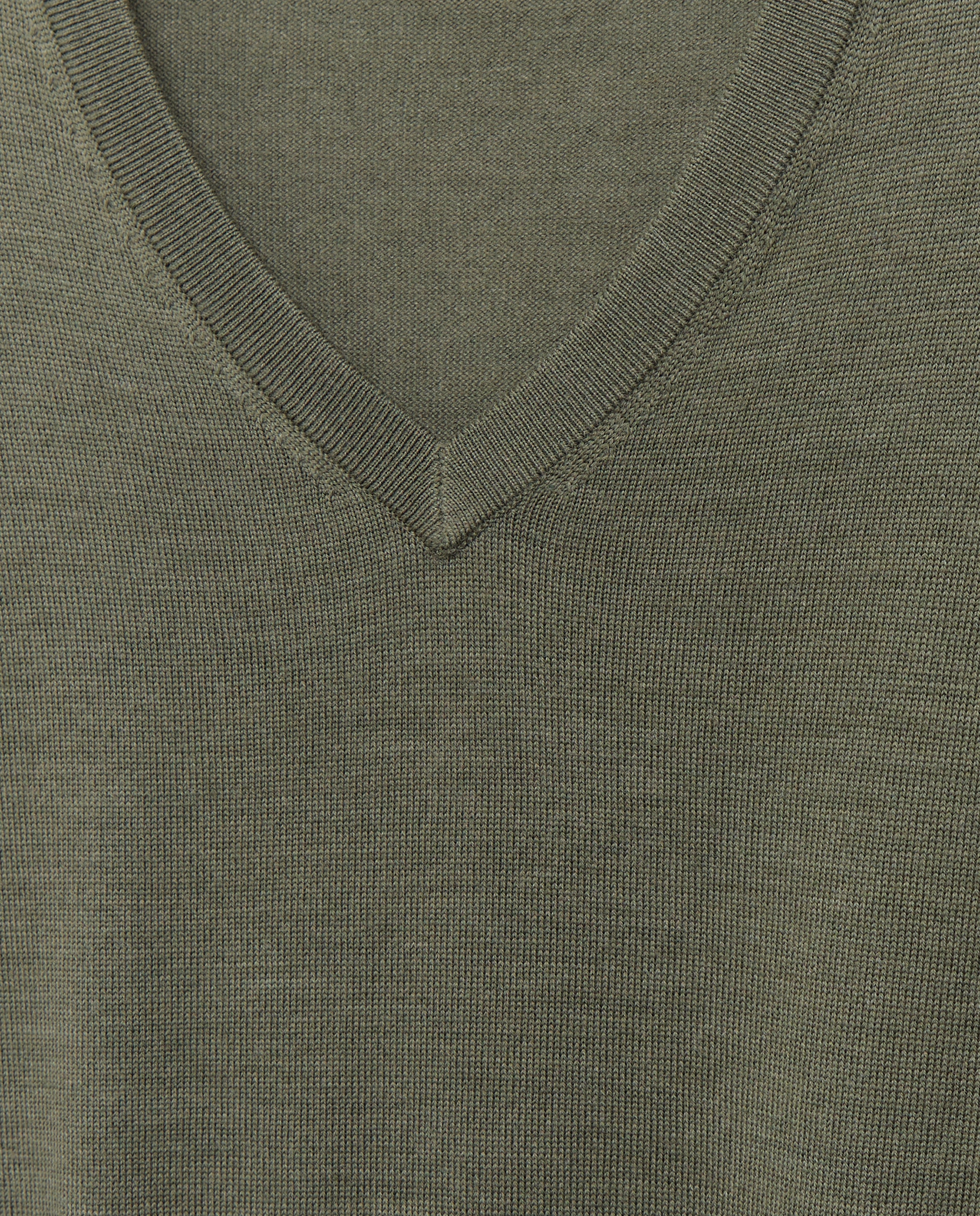Jersey cuello pico lavable 100% lana merino de hombre - Emidio Tucci - Kaki Kaki-5