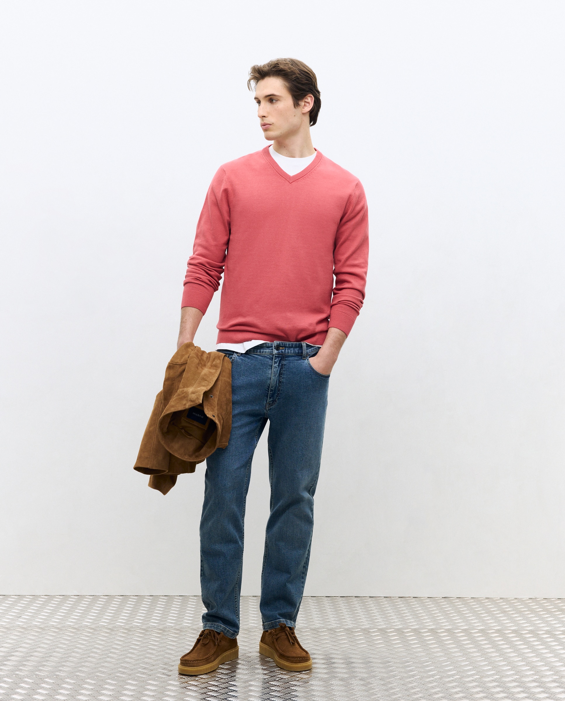 Sueter cuello pico basico hombre. - Dustin - Amarillo Naranja-2