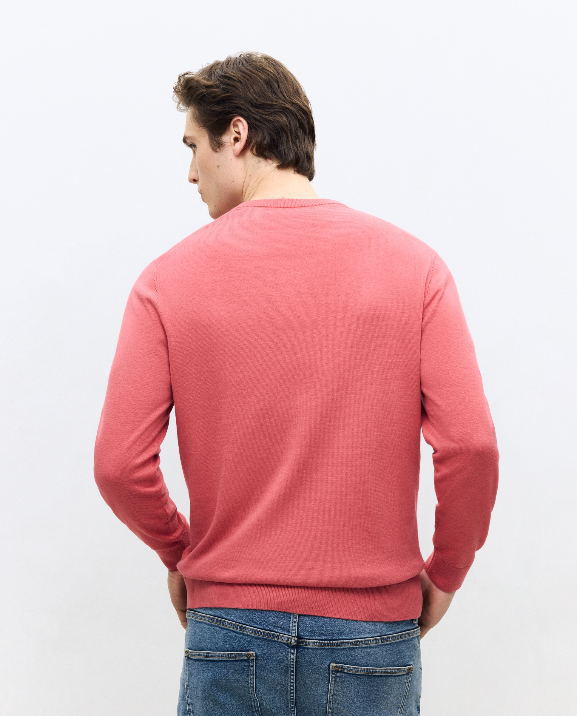 Sueter cuello pico basico hombre. - Dustin - Amarillo Naranja-3
