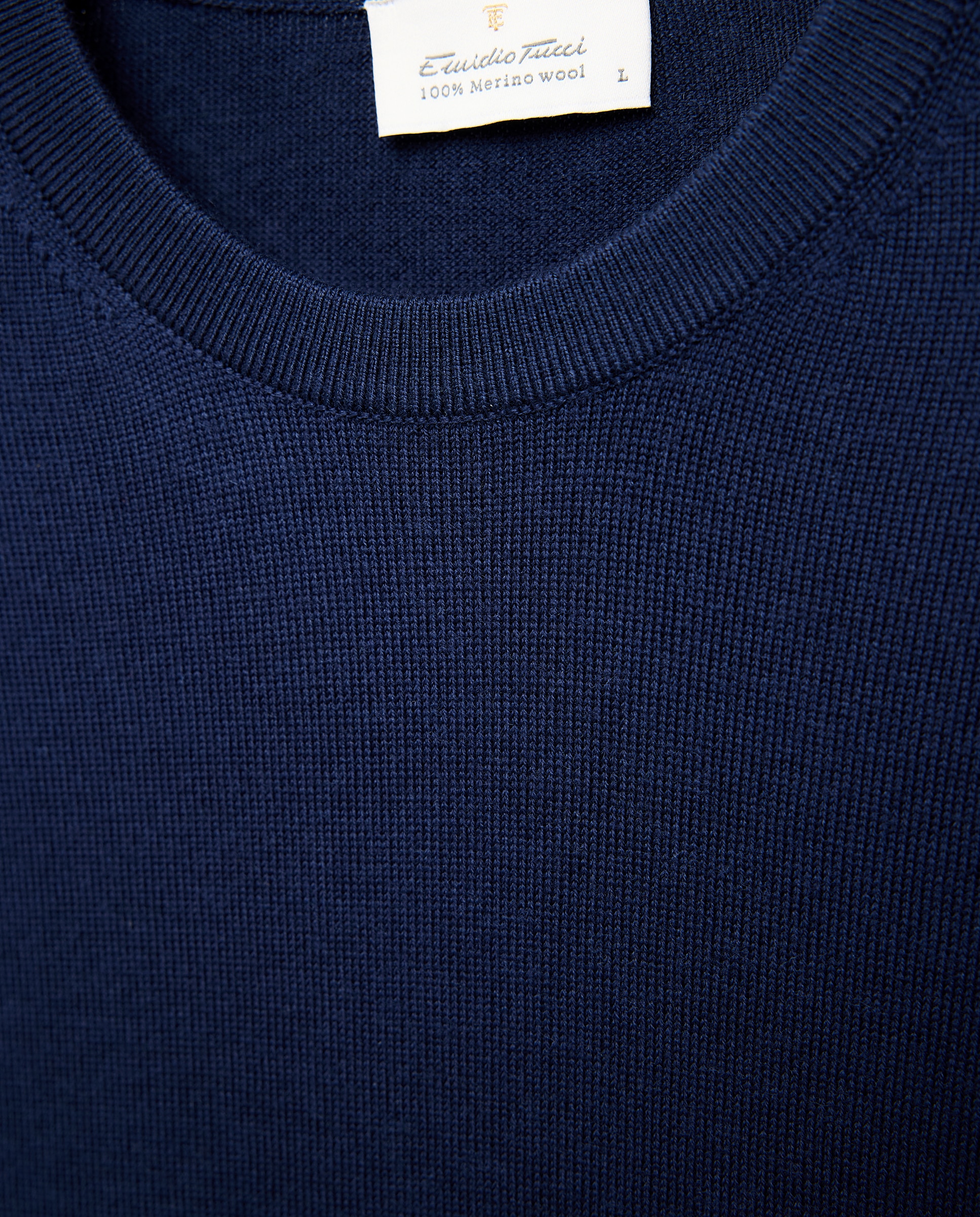 Jersey de hombre cuello redondo liso 100% lana merino - Emidio Tucci - Azul marino Azul marino-5