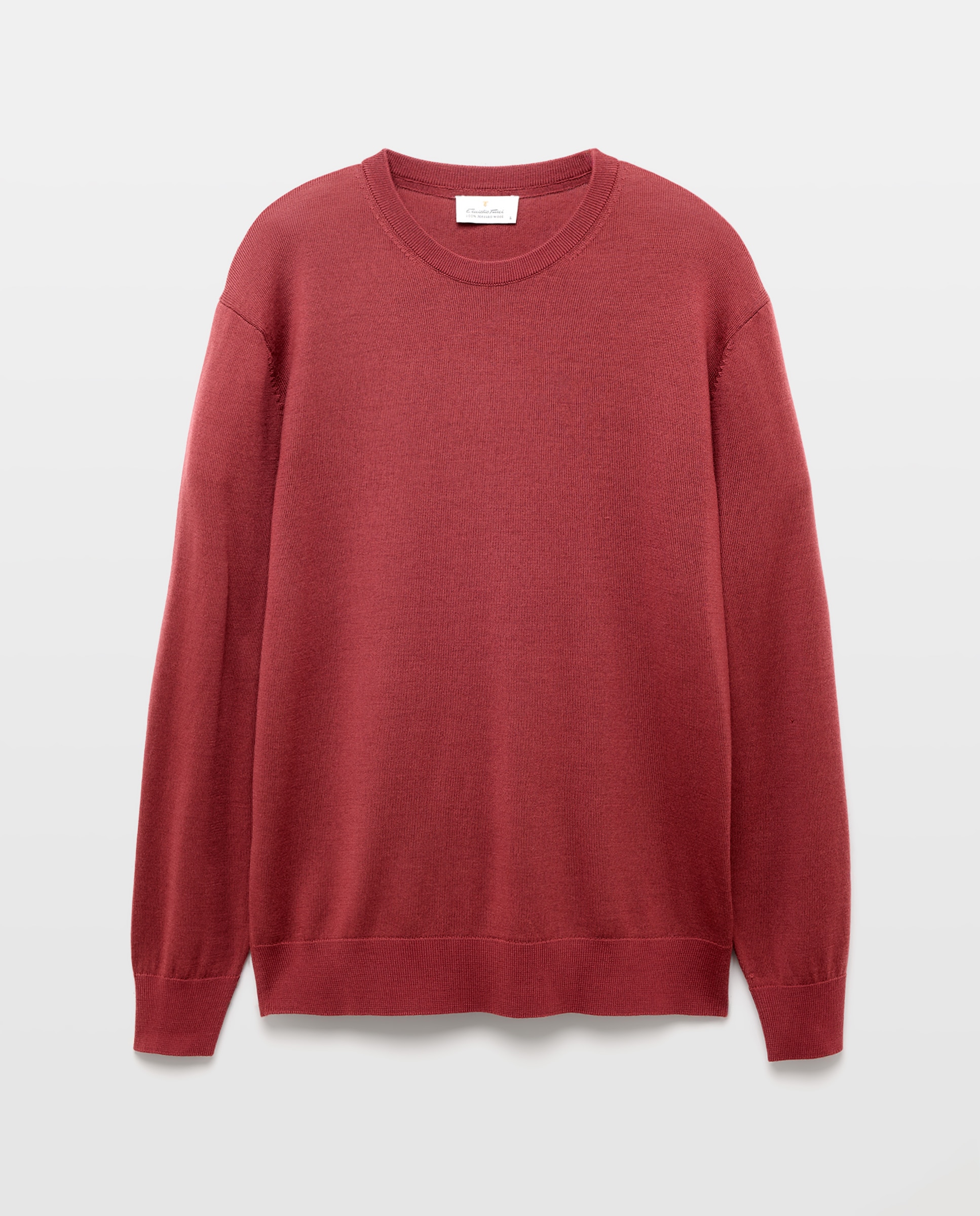 Jersey de hombre cuello redondo liso 100% lana merino - Emidio Tucci - Rosa Rosa-4