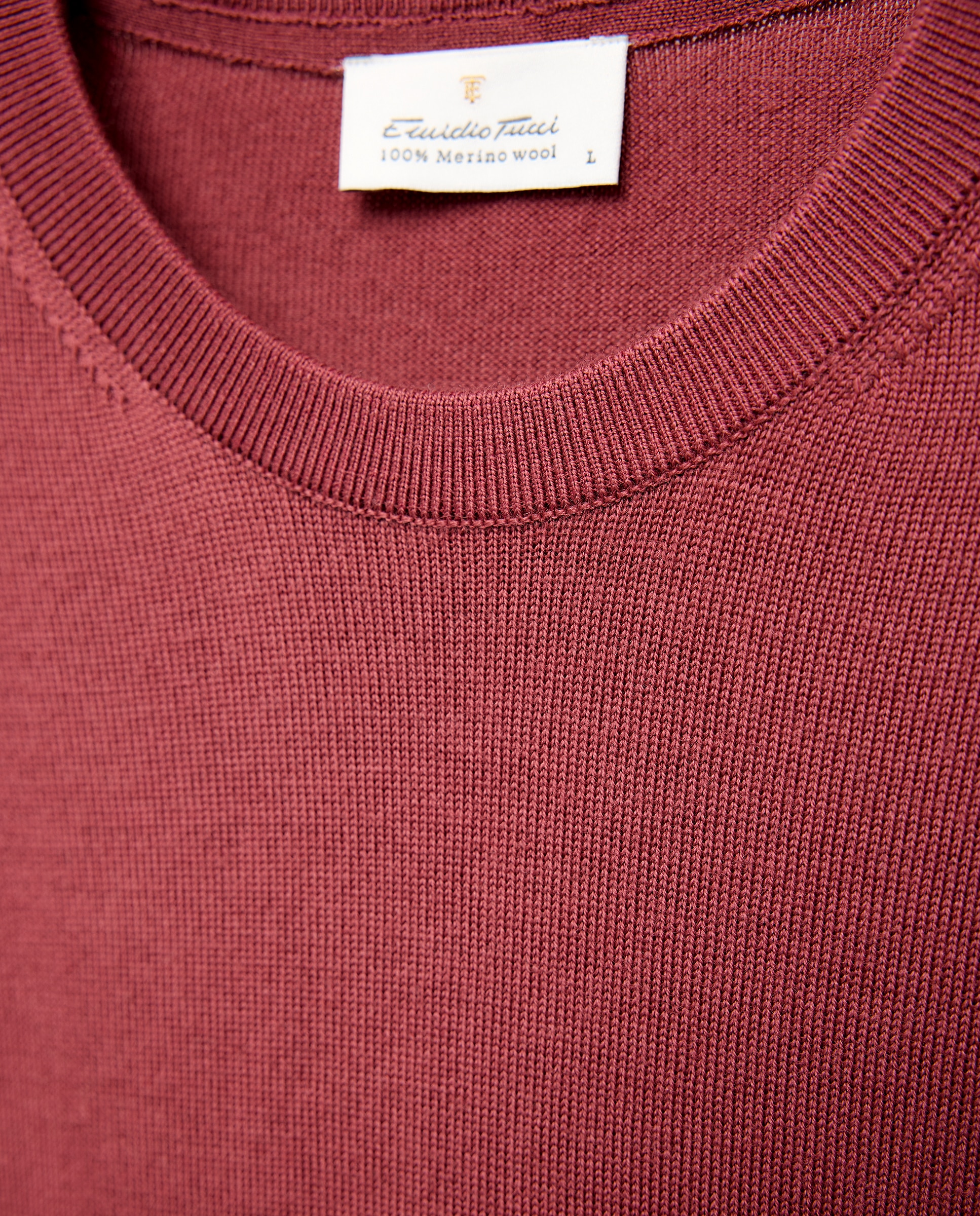 Jersey de hombre cuello redondo liso 100% lana merino - Emidio Tucci - Rosa Rosa-5