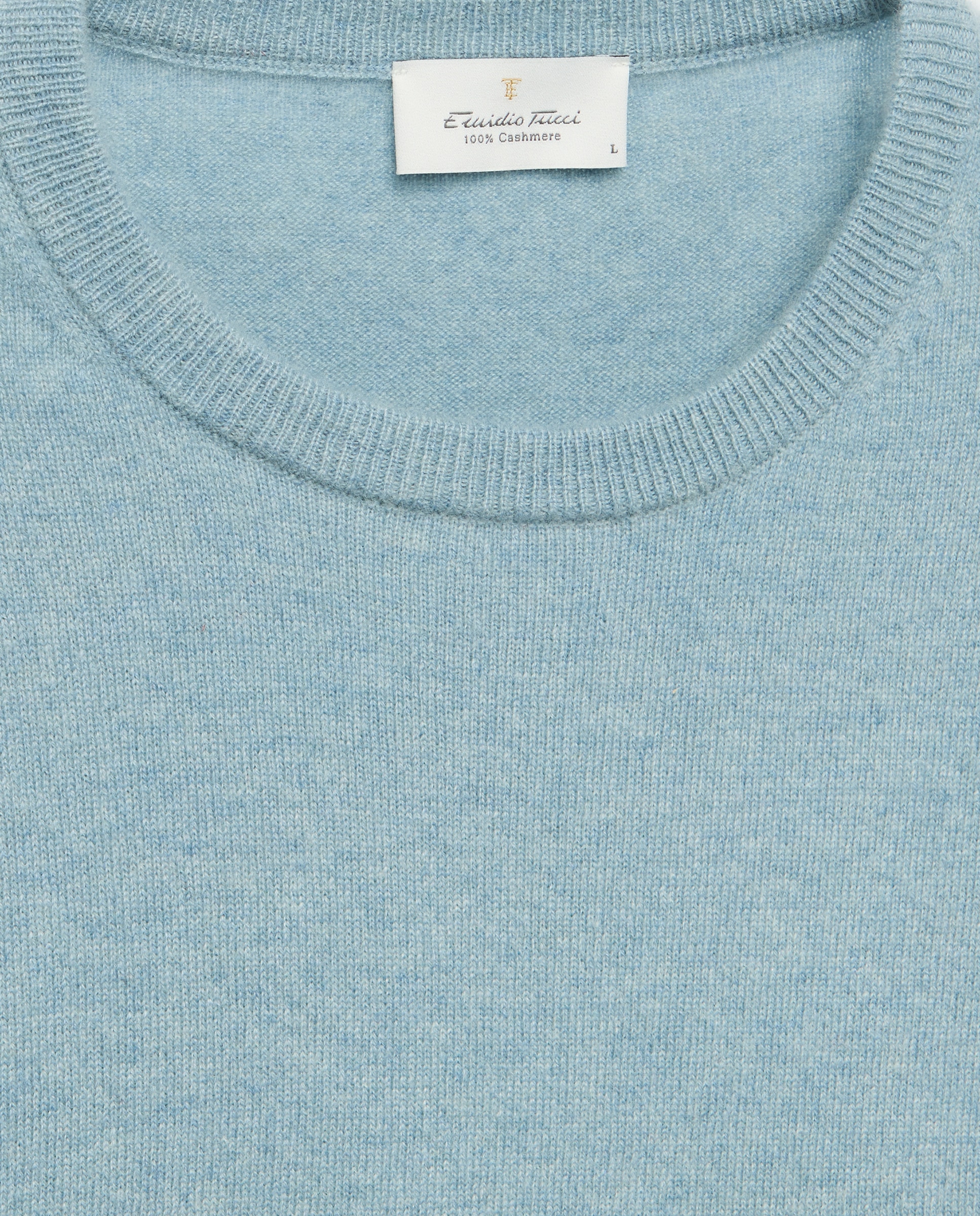 Camisola de Malha com Decote Redondo Lisa Caxemira Azul-claro-6