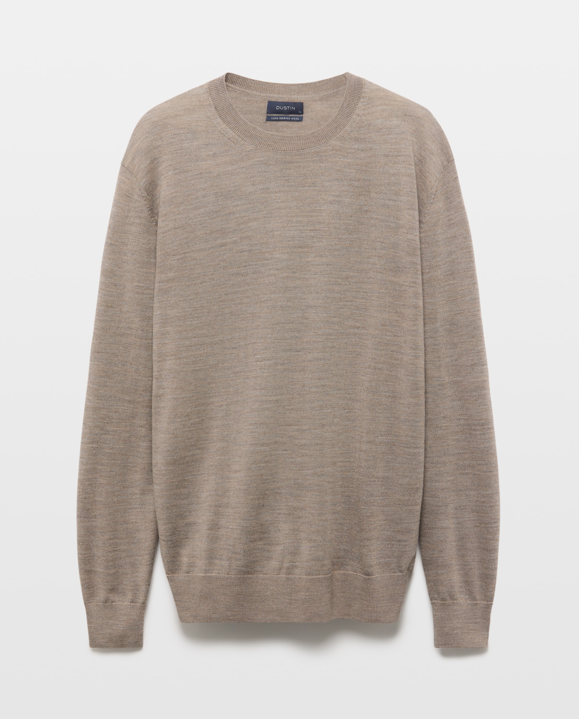 Jersey cuello redondo liso 100% merino extrafine de hombre - Dustin - Marrón claro Marrón claro-4