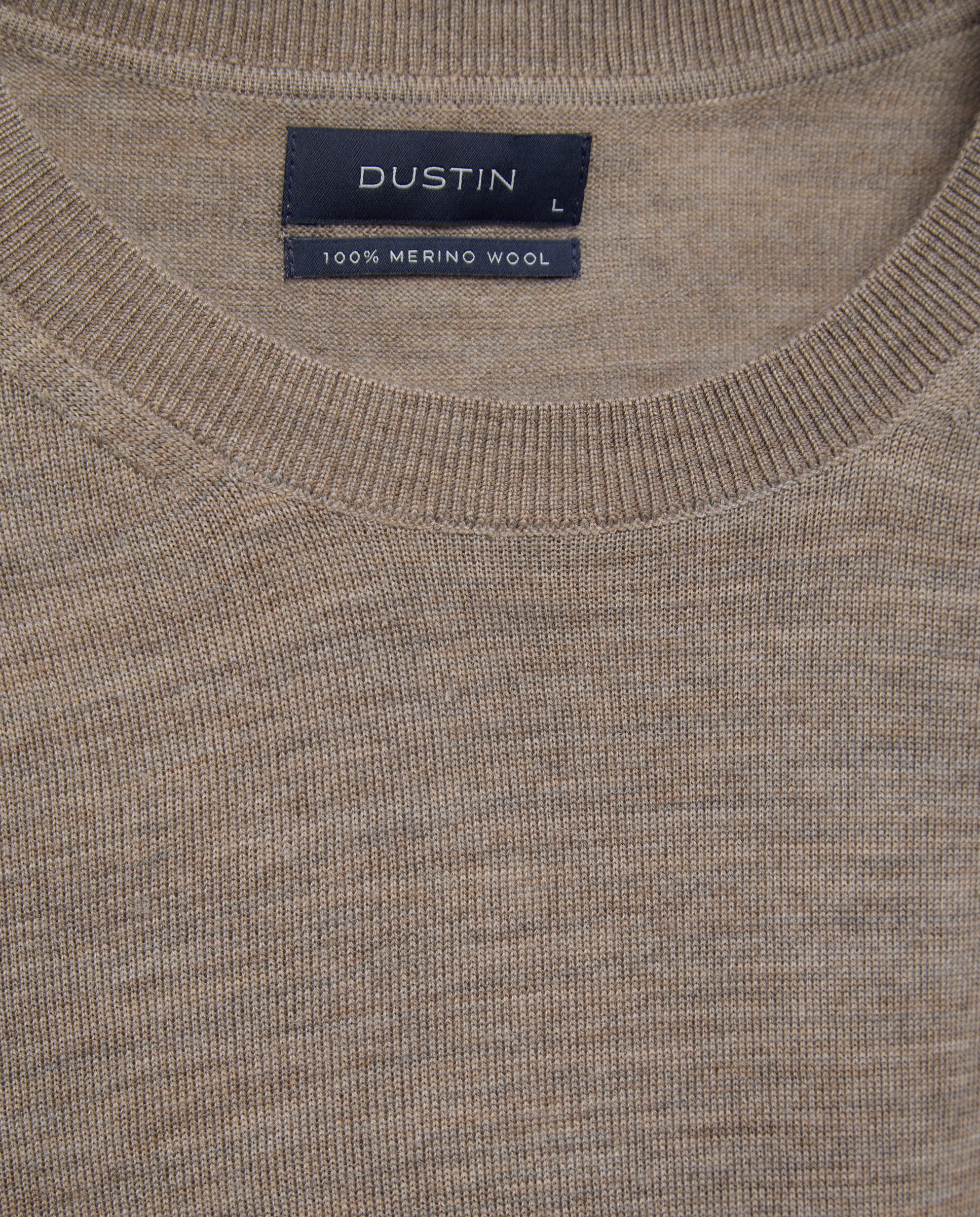 Jersey cuello redondo liso 100% merino extrafine de hombre - Dustin - Marrón claro Marrón claro-5