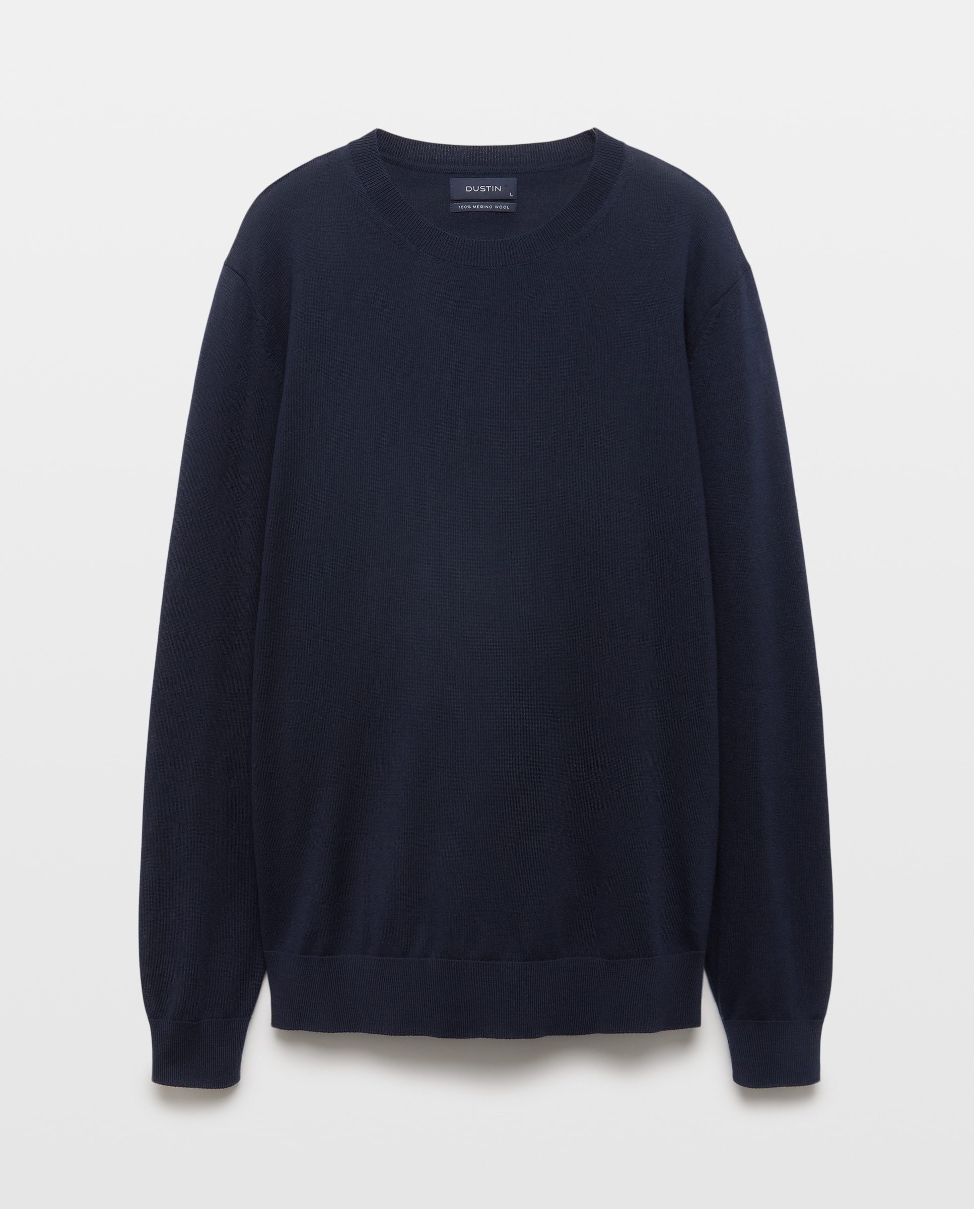 Jersey cuello redondo liso 100% merino extrafine de hombre - Dustin - Azul marino Azul marino-4