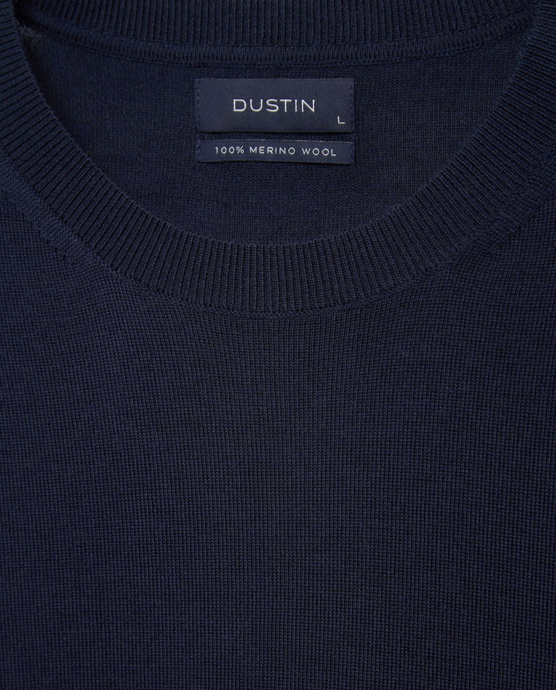 Jersey cuello redondo liso 100% merino extrafine de hombre - Dustin - Azul marino Azul marino-5