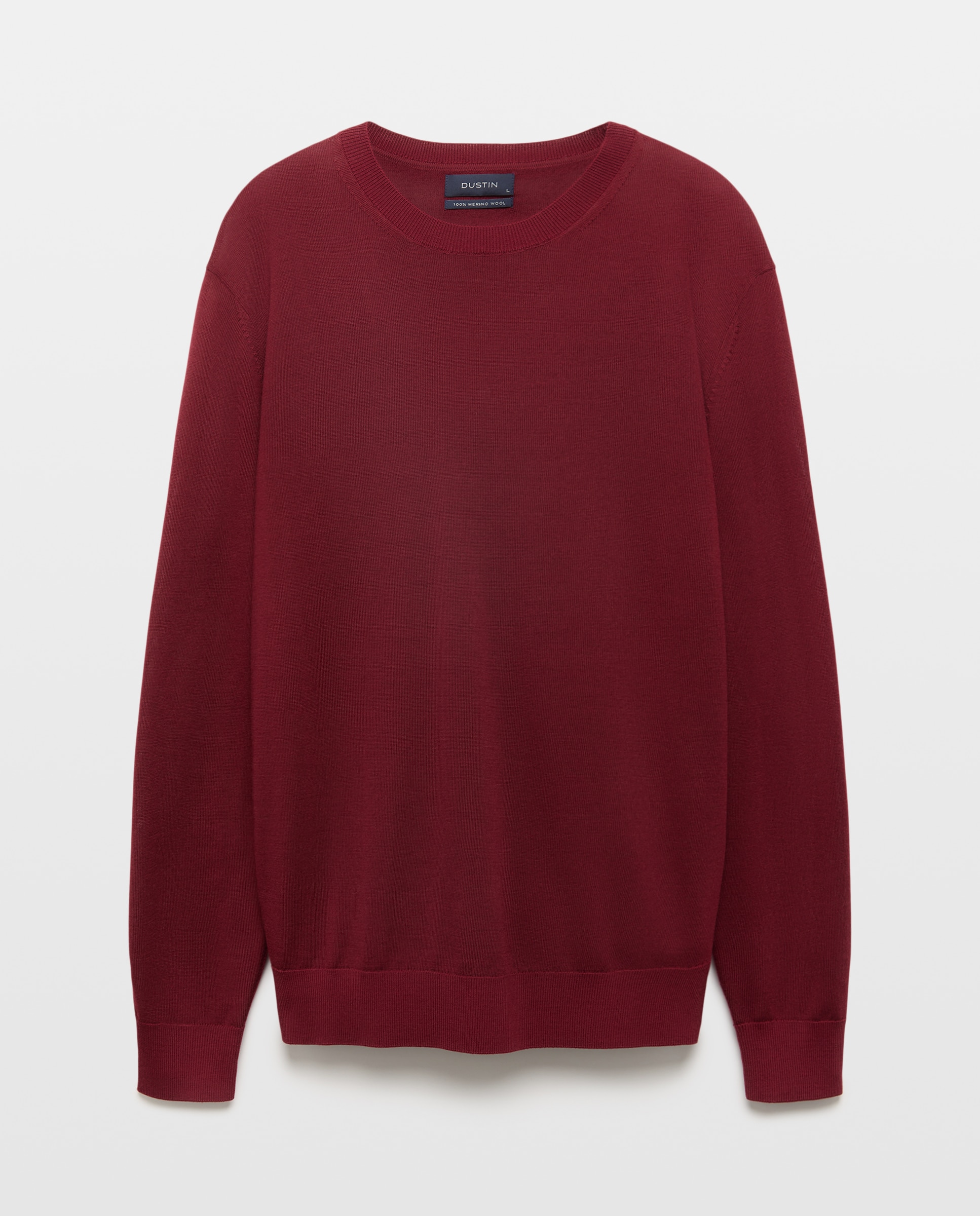 Jersey cuello redondo liso 100% merino extrafine de hombre - Dustin - Burdeos Burdeos-4