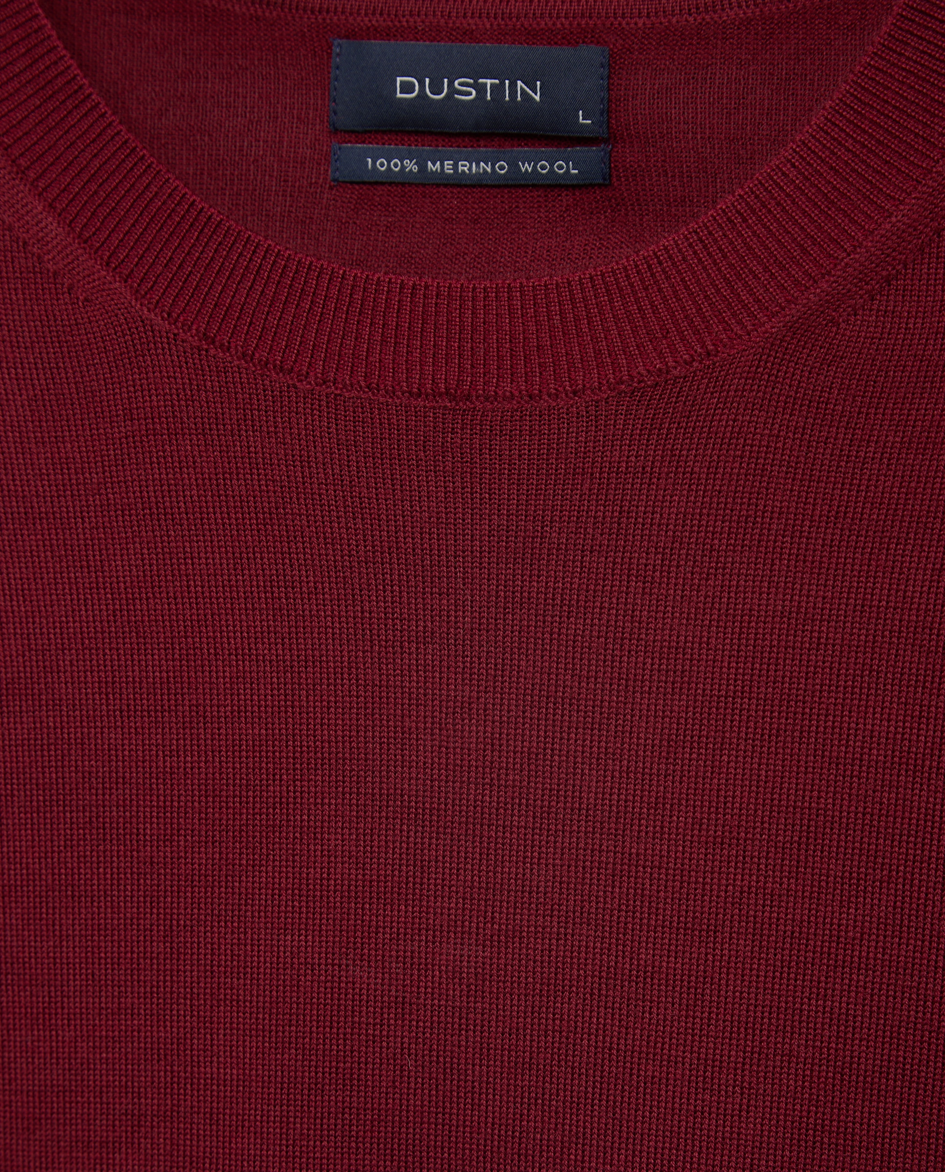 Jersey cuello redondo liso 100% merino extrafine de hombre - Dustin - Burdeos Burdeos-5