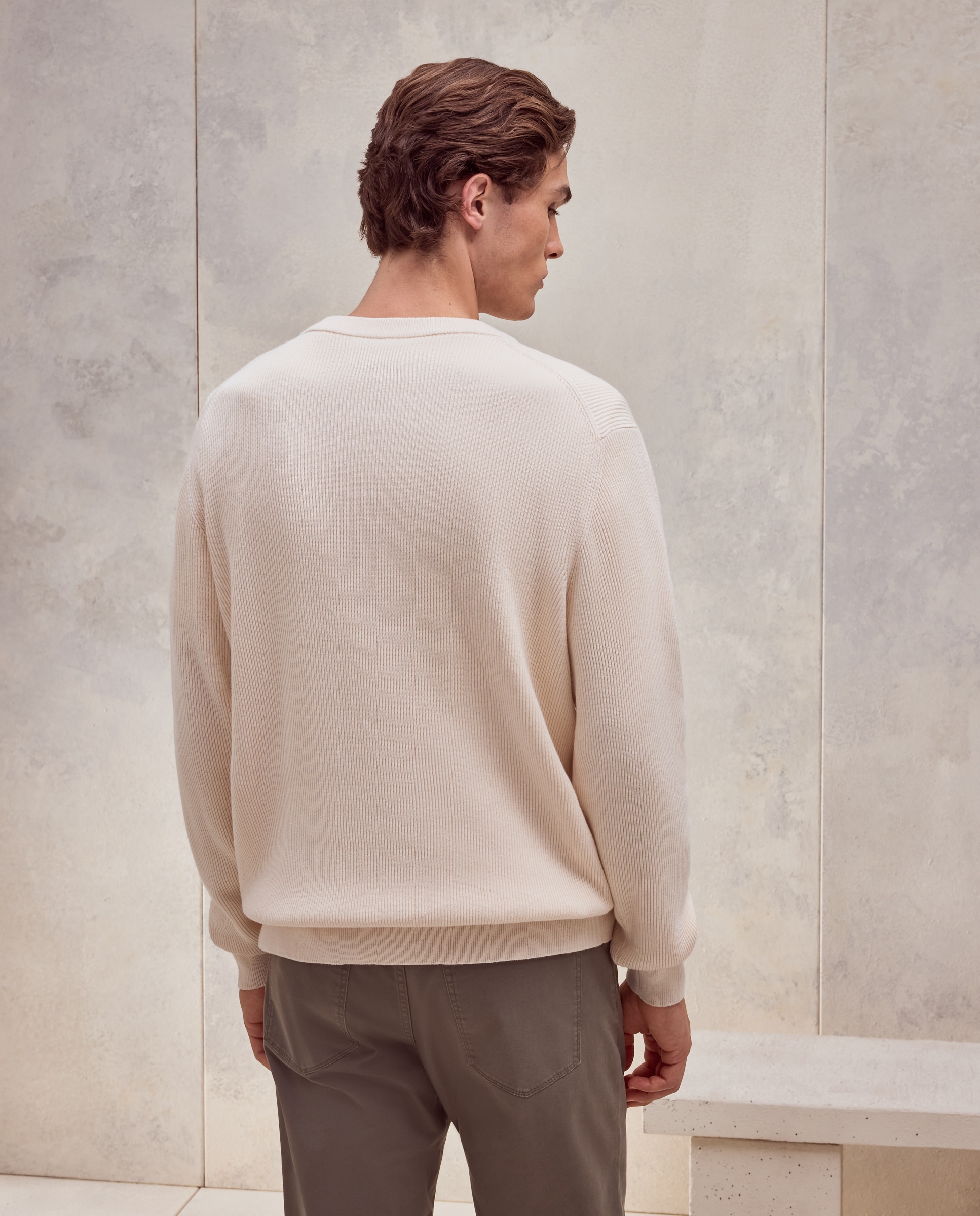 Jersey cuello redondo canale 100% algodón de hombre - Dustin - Crudo Crudo-3