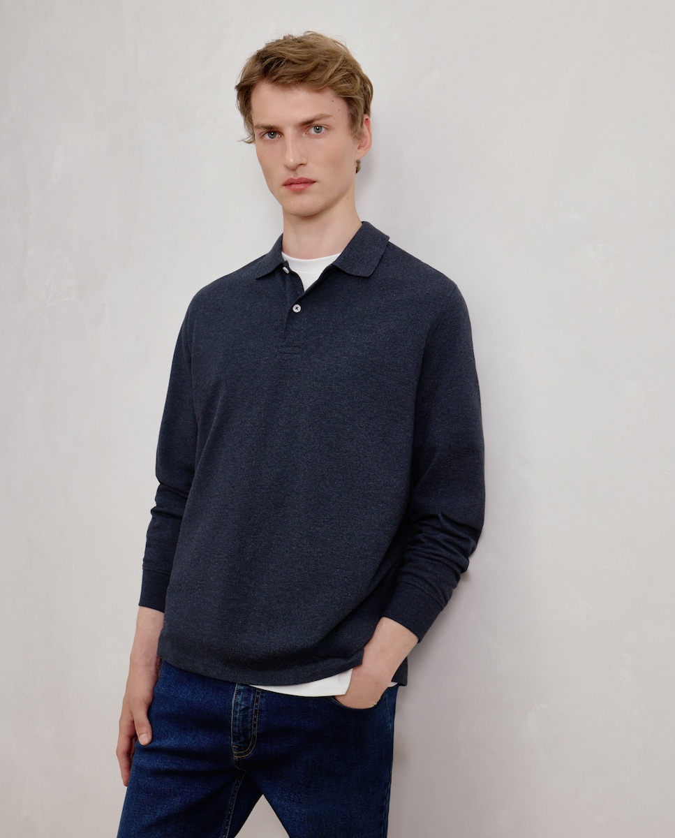 Polo manga larga piqué melange hombre · Dustin · El Corte Inglés